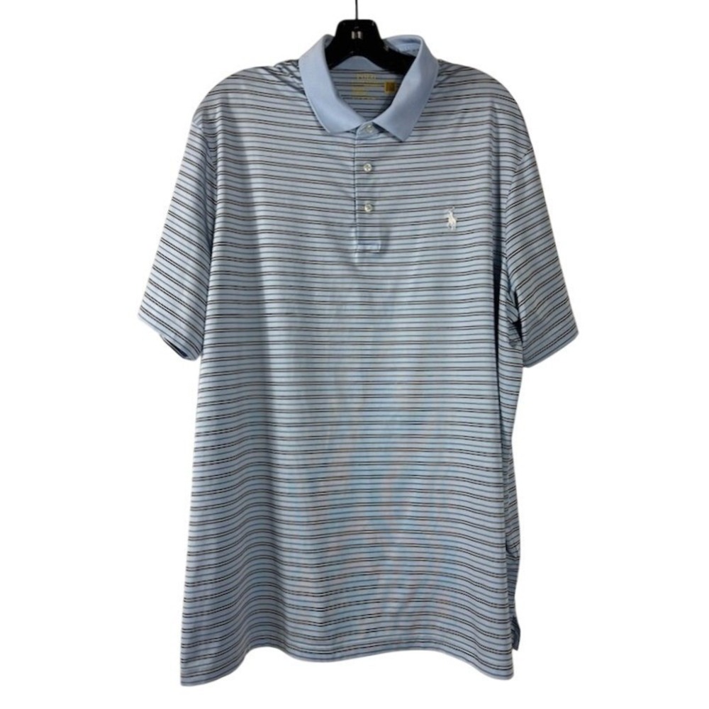Polo Ralph Lauren Men's Size XL Blue Striped Performance Golf Polo Shirt
